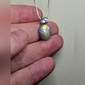 Labradorite Crystal and Sterling Silver Necklace